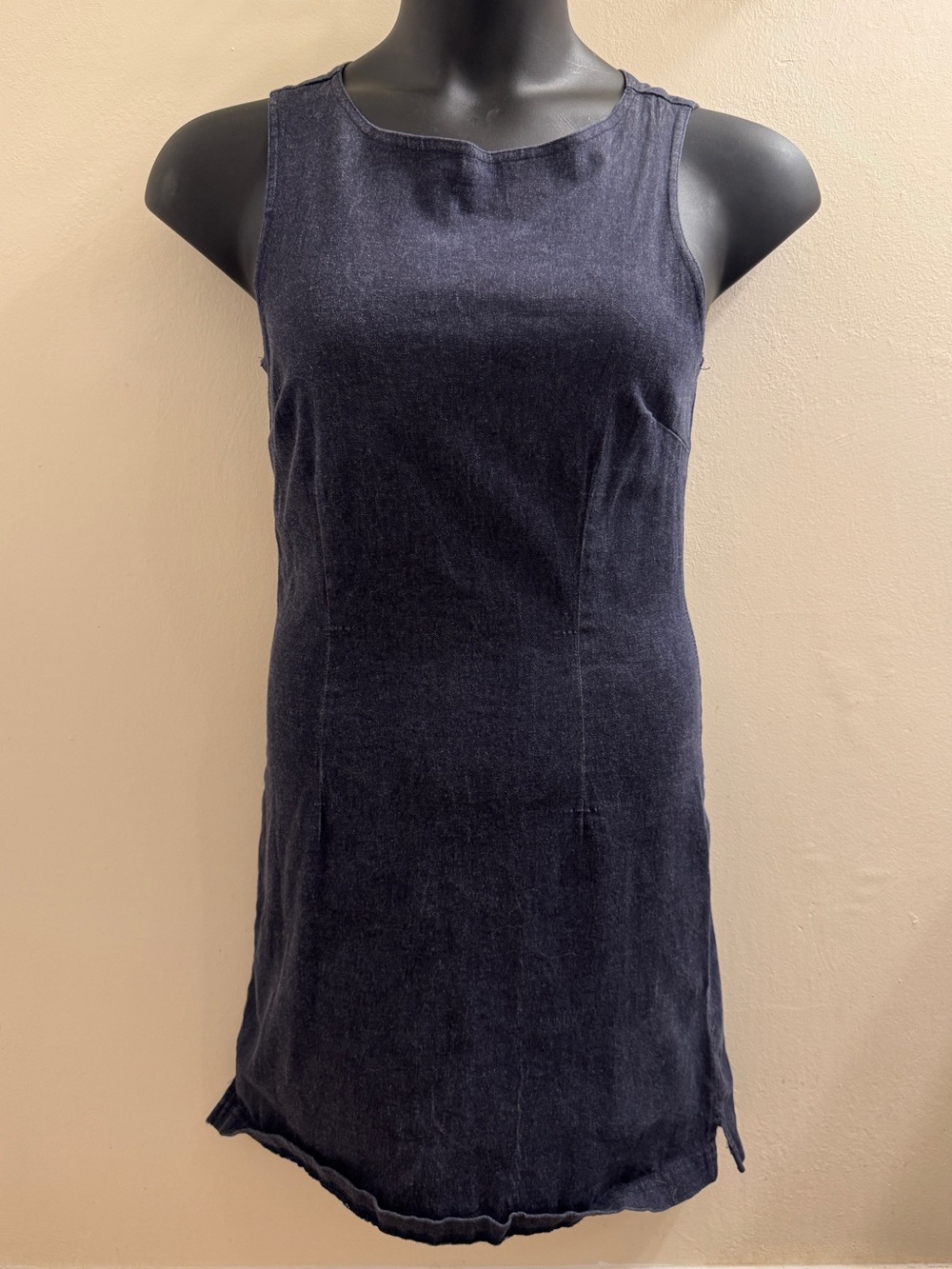 VTG 90s Vintage Blue Denim Sleeveless Sheath Mini Dress size 11/12 Y2K